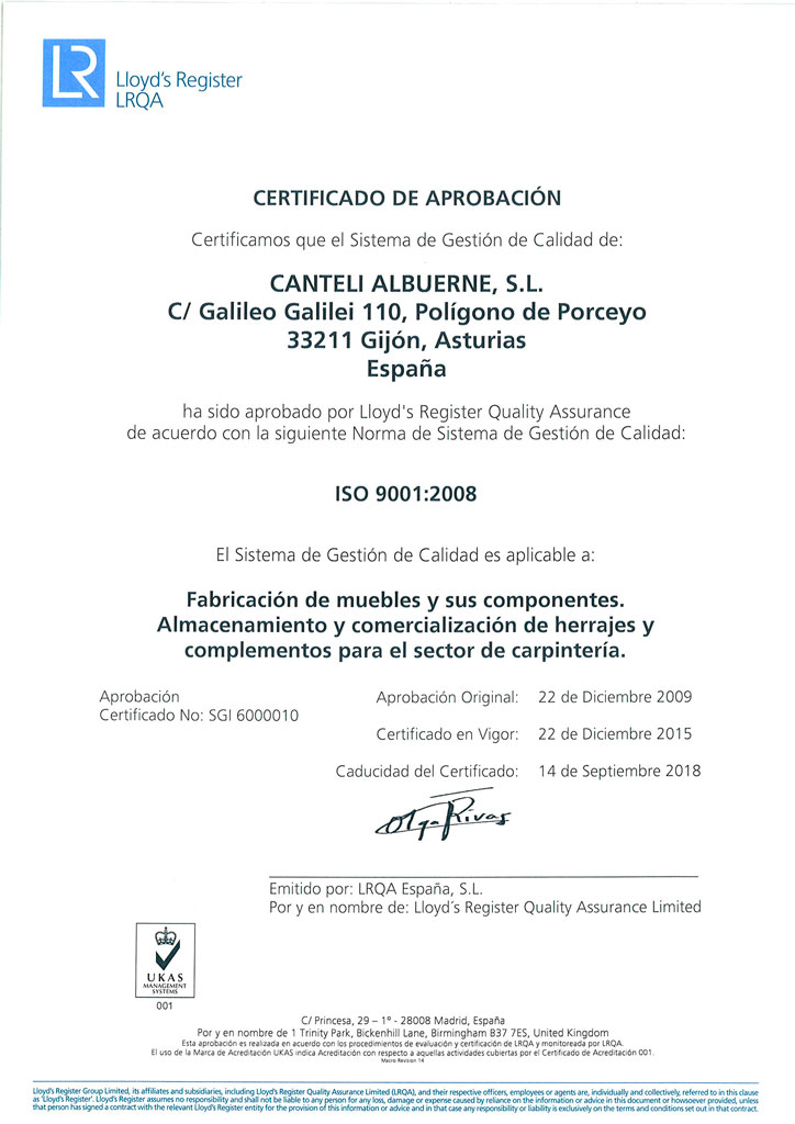 ISO comercial casamonte certificacion