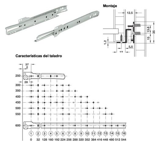 Corredera rodillos extracci�n parcial