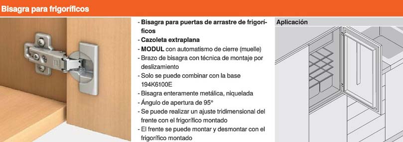Bisagra para frigorificos blum